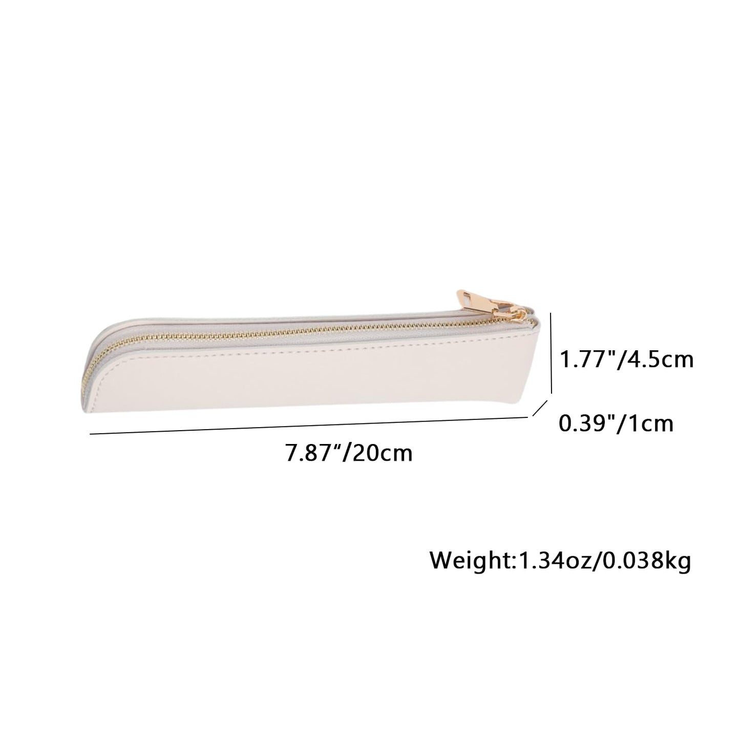 YONBEN Faux Leather Pencil Case Small Pencil Pouch Slim Pen Case Holder Zipper Bag for School Office(Beige,Faux Leather)