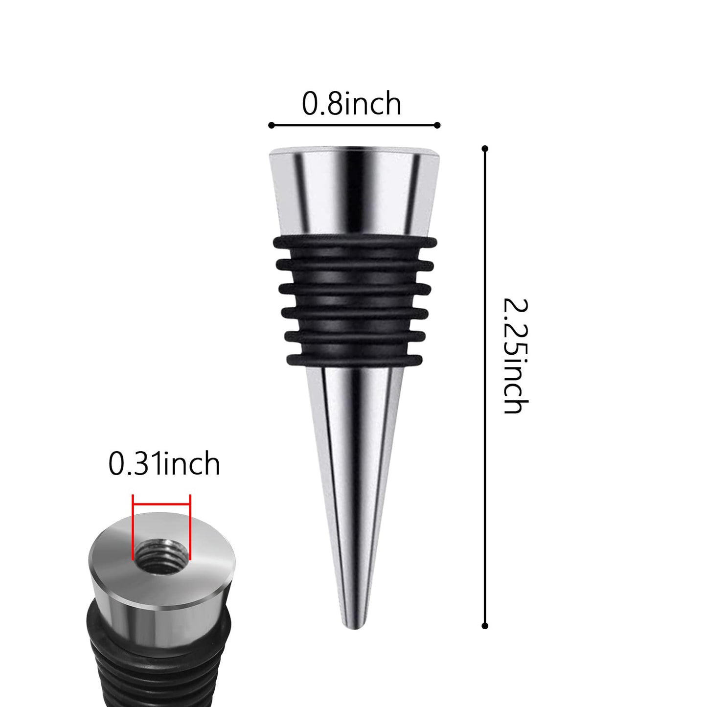 Stainless Steel Wine and Beverage Bottle Stoppers Ball Designed Wine Bottle Corks Tapered Storage Crafts Art DIY (10)
