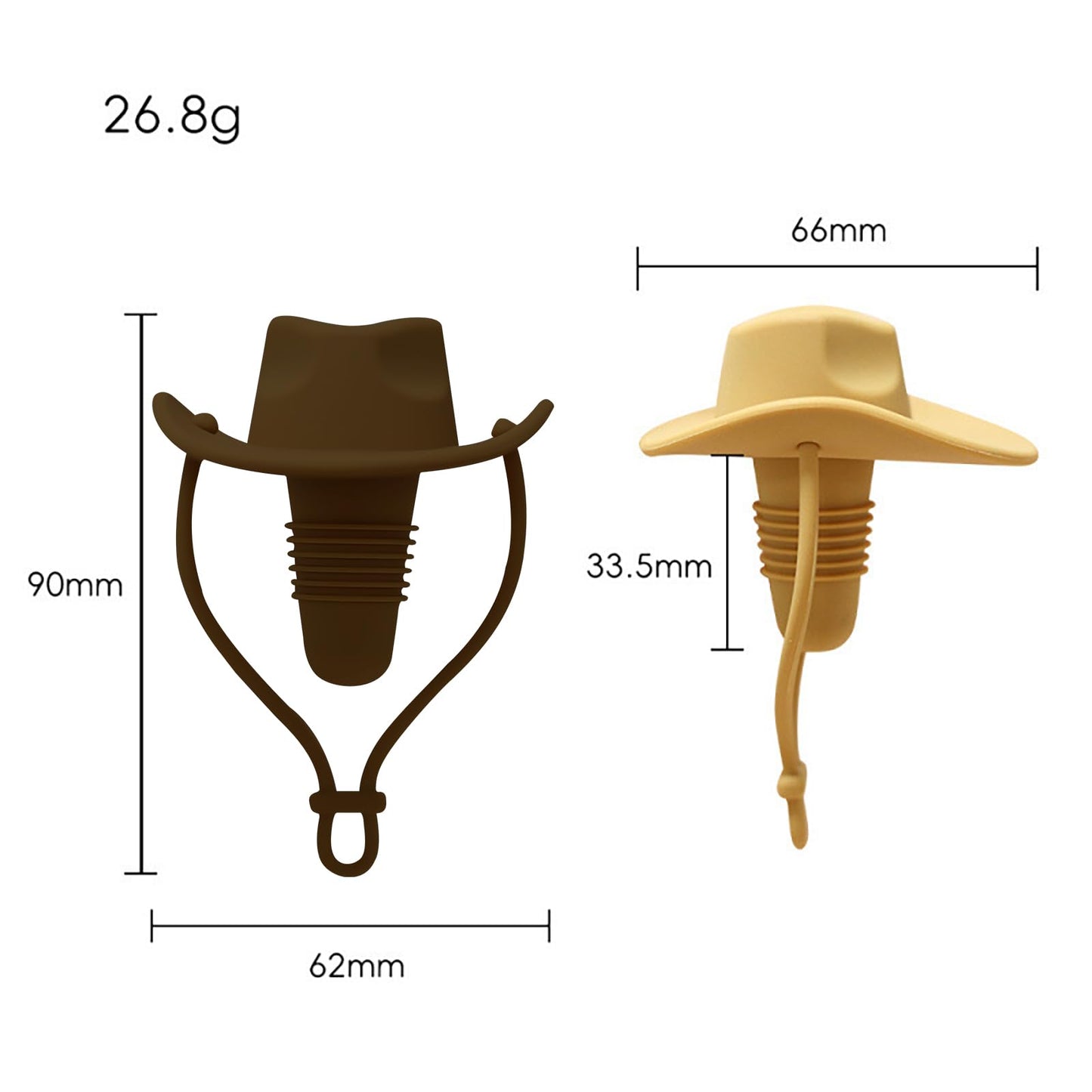 2 Pcs Cowboy Hat Silicone Wine Stoppers, Silicone Wine Stopper, Fun Hat Cap Seals Bottle & Keeps Wine Fresh, Funny Gag Gifts for Boyfriend, Stocking Stuffers Gifts for Adults