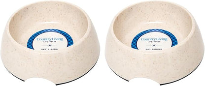 Country Living Set of 2 White Swan Bamboo Dog Bowls (64oz) – Naturally Sourced Bamboo Design, Non-Toxic, Durable, Dishwasher & Microwave Safe and Pet-Safe Feeding Dish, Ideal for Extra Large Dogs