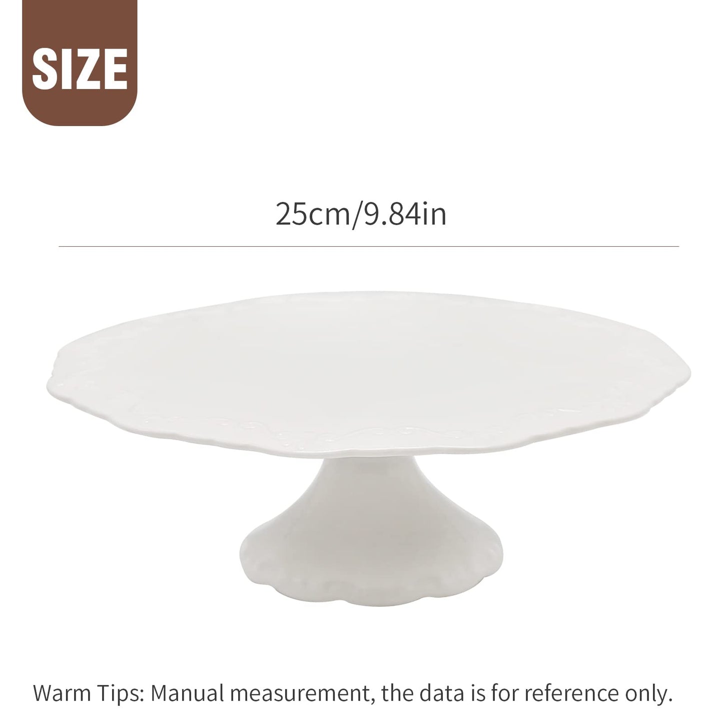 Vkinman 10 Inch Porcelain Round Cake Stand, Dessert Stand, Cake Stand for Party, Home Decorating Stand