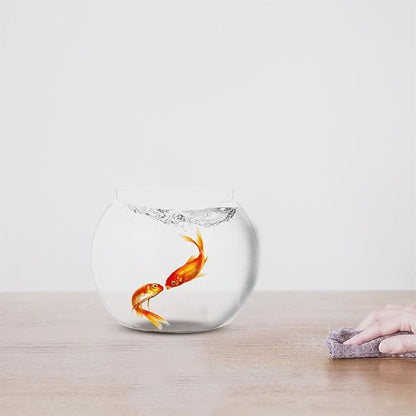 DECHOUS Round Fish Bowl with Stand, 2 Gallon Fish Tank Decor Tabletop Small Fish Bowl Hydroponic Vase Planter Aquarium Desktop Fish Tank for Betta Fish/Goldfish, Plastic Material