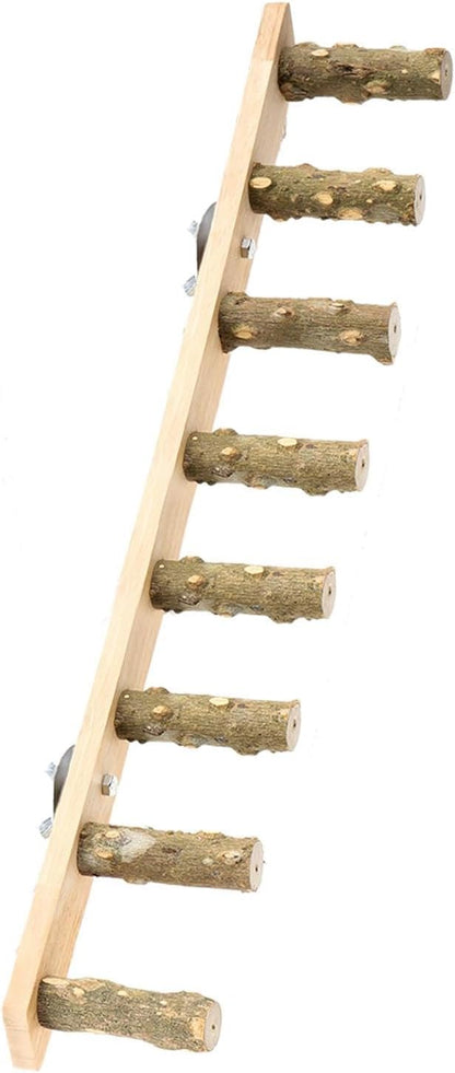 Bird Wooden Ladder Bridge,Bird Cage Ladder,Wood Cage Accessories,Bird Ladder Perch,Parrot Climbing Ladder for Budgies,Conures, 8 Sections