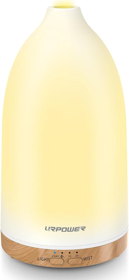 URPOWER Essential Oil Diffuser with 7 LED Color Changing Lights, Timer & Auto-Off - Ultrasonic Aromatherapy Fragrant Oil Humidifier Vaporizer Scent Diffusers for Home, Bedroom, Office, Yoga
