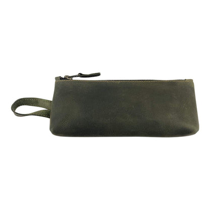 Hide & Drink, Carry-On Toiletry Bag, Pen and Pencil Case, Cable Organizer, Storage for Utensils, Travel Essentials, Full Grain Leather, Handmade, Dark Jade