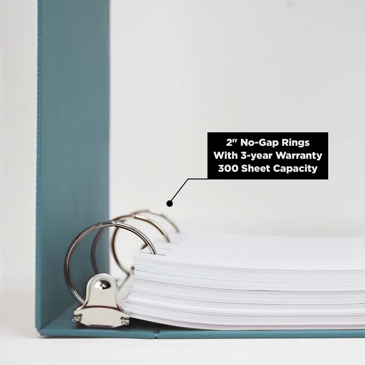 Carstens 2-Inch Heavy Duty 3-Ring Binder - Side Opening, Powder Blue, Durable Plastic, Precision No-Gap Rings, Waterproof Cover, No Pockets, Holds 300 US Letter Sheets, BPA-Free, Made in USA (2824-3R)
