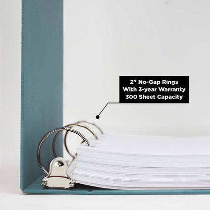 Carstens 2-Inch Heavy Duty 3-Ring Binder - Side Opening, Powder Blue, Durable Plastic, Precision No-Gap Rings, Waterproof Cover, No Pockets, Holds 300 US Letter Sheets, BPA-Free, Made in USA (2824-3R)