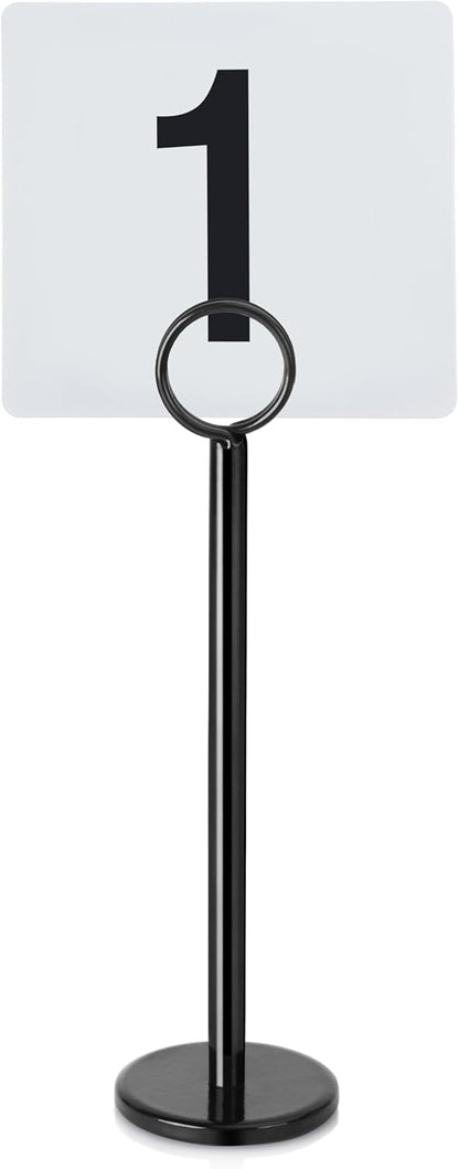 New Star Foodservice 27693 Ring Clip Table Number Card Holders, w/Number Cards, 1 to 24, Set of 24, 8-Inch, Black Stand