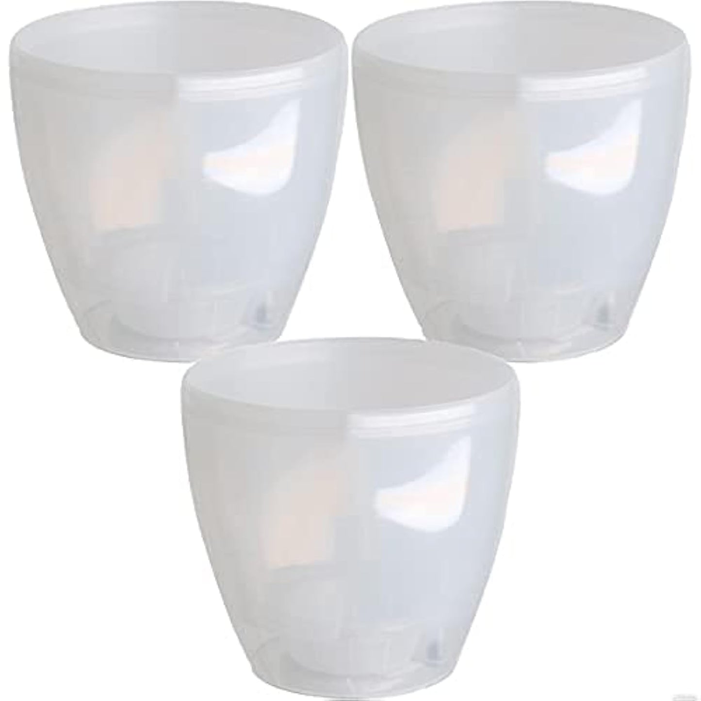 DECOPOTS - 3 Pack Self Watering Planter - Indoor Decorative Flower Pot with Drainage Cartridge and Water Level Indicator (5.5", Transparent)