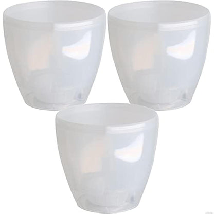 DECOPOTS - 3 Pack Self Watering Planter - Indoor Decorative Flower Pot with Drainage Cartridge and Water Level Indicator (5.5", Transparent)