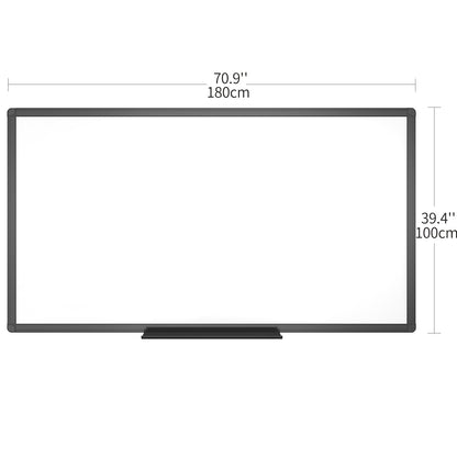 VIZ-PRO Magnetic Dry Erase White Board, 72 X 40 Inches, Black Aluminium Frame