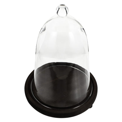 EXCEART Immortal Flower Glass Cover with Brown Wooden Base - DIY Terrarium Container for Home Decor Flower Display and Garden Cloche
