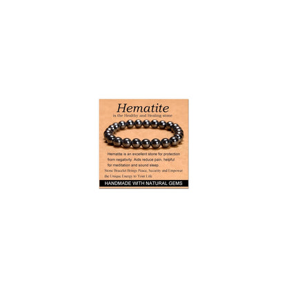 CHELYQST Hematite Bracelet - Stone of Healthy and Healing,Stretch Natural Stone Crystal Beads Jewelry Gifts for Women Men Unisex Adult,8mm