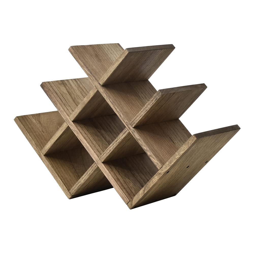 KIRIGEN Wooden 8-Bottle Wine Rack, 3-Tier Countertop Wine Bottle Holder for Cabinets, Bar Cart, Kitchen Counter, Pantry, Dining Room, 16.73 x 5.9 x 11.14 in, XHJJ3-DBR