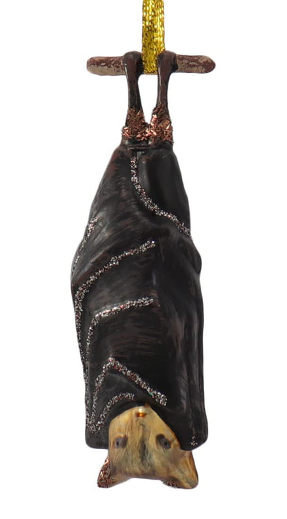 Hanging Upside Down Halloween Black Bat Christmas Ornament