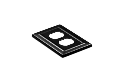 Monarch Abode Duplex Outlet Cover Plate – 1-Gang Matte Black Plug Wall Plates, Electrical Outlet Cover Plates, Electric Outlets Covers, Architectural Decorative Outlets Covers Wall Plate, Pack of 2