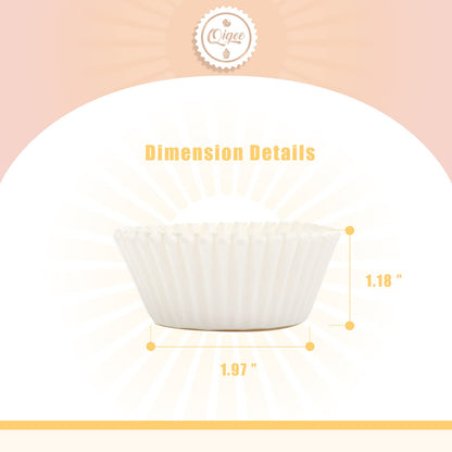 qiqee 1000pcs White Cupcake Liners Muffin Linner No Smell, Food Grade Baking Cups（Standard Size）