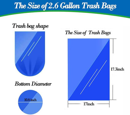 2.6 Gallon Clear trash can liners 300 counts, Small trash bags garbage Bags