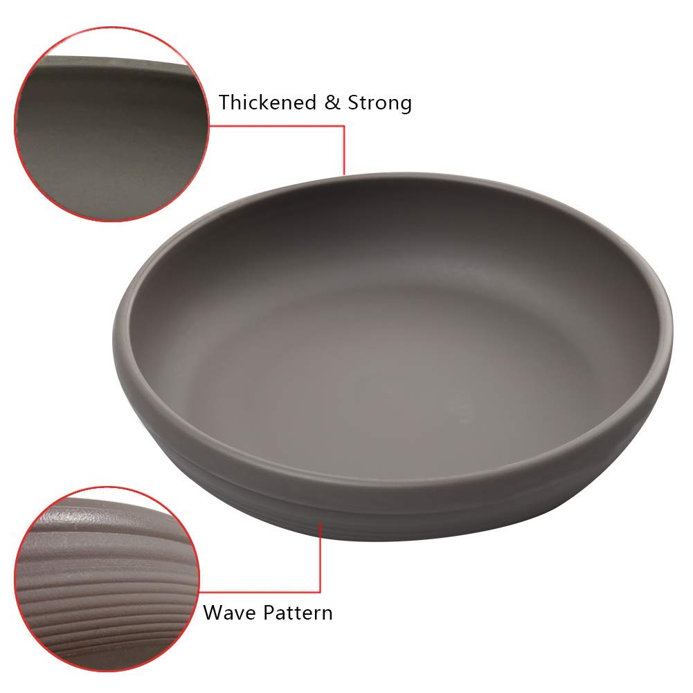 SAROSORA Round Plastic Plant Saucer Drip Tray Set of 6 for Indoor Outdoor Home Garden Flower Plant Container Flower Pot Pallets ((9.4''+10.4"+12'') x2, Dark Grey)