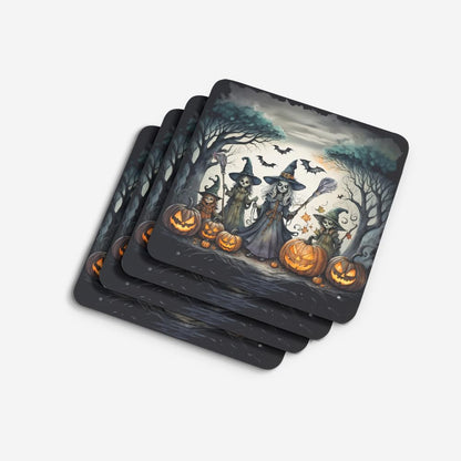 Caroline's Treasures Witches Spooky Halloween Foam Coaster Set of 4 Cup Coasters for Indoor and Outdoor, Coaster for Tabletop Protection, Anti Slip, Mouse pad Material