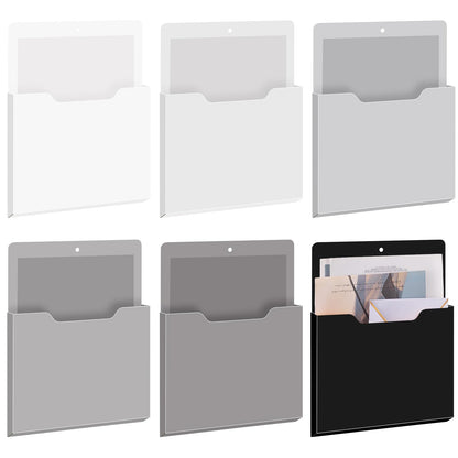 Fuutreo 6 Pcs Magnetic Wall File Organizer Magnetic Wall File Holder Refrigerator Magazine Holder for Mail Letters Paper(Achromatic Colors,Vertical-large)