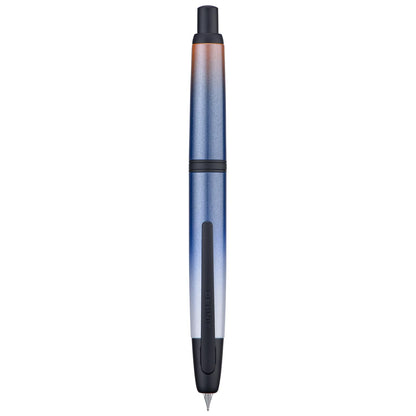 Jinhao 10 Press Fountain Pen with Box, Gradient Dark Blue Retractable Extra Fine Nib with Ink Converter Set (Black Clip)