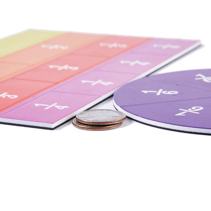 ZazzyKid Magnetic Fraction Tiles & Circles, 156pcs, 12 Color Coded, Fraction Manipulatives