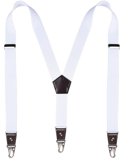 JRHEJTFZ Suspenders for Men with Snap Hooks Heavy Duty Adjustable 1.4 inches Wide White