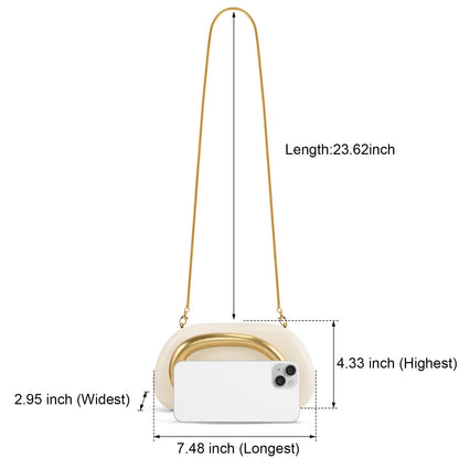 NEWROGENG Clutch Purses for Women Formal, Leather Evening Bags with Chain, Trendy Metal Handle Purses and Handbags 2025, Leather Nude