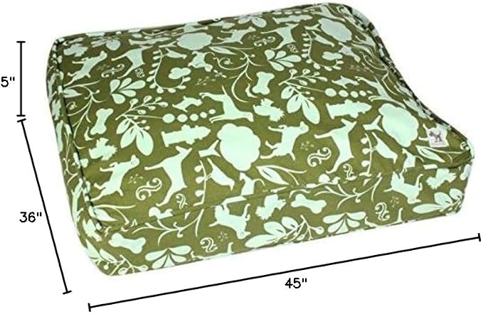 Molly Mutt Huge Dog Bed Cover, Amarillo by Morning, Olive Green & Light Blue 36"x45"x5"