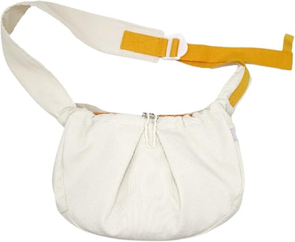 Ferret Sling Carrier - Pet Carrying Bag with Adjustable Strap Hands Free Shoulder Bag Crossbody Travel Slings Soft Small Animal Bonding Pouch Front Backpack for Ferret Rabbit Puppy Kitten (Beige)