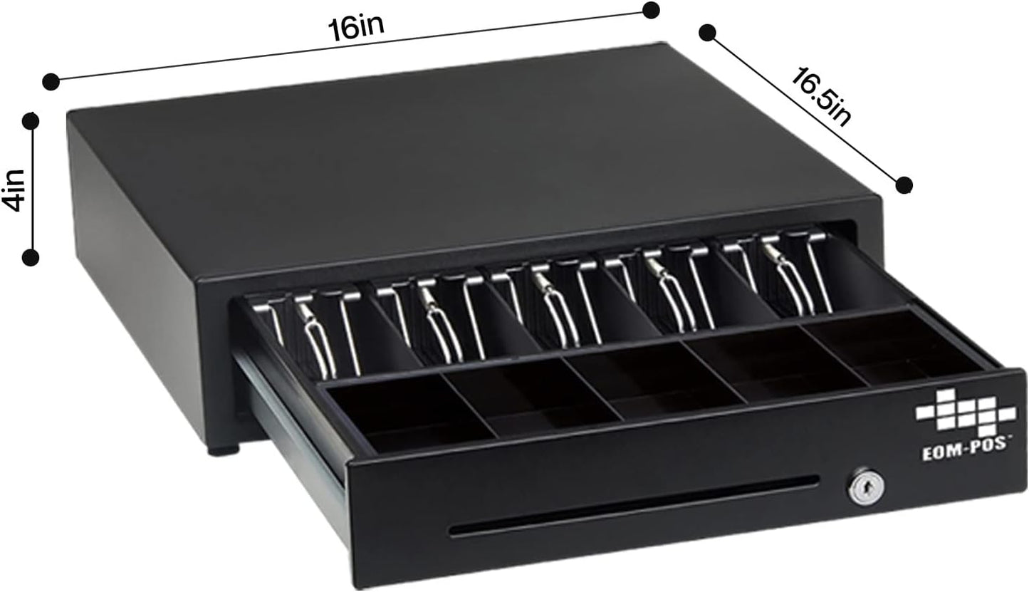 Heavy Duty Cash Register Drawer + Thermal Receipt Printer (80mm) + Barcode Scanner (Cordless) [Black] NOT for Square