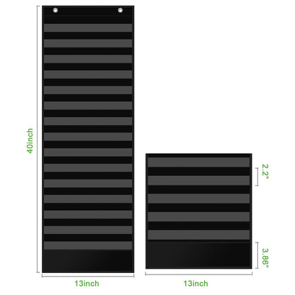 REGELETO 15+1 Pockets Daily Schedule Pocket Chart with 30 Pcs Double-Sided Reusable Cards, Scheduling Pocket Chart for Classroom Office Home School Activity(Black)