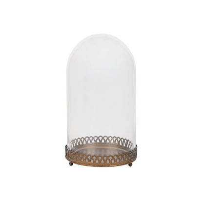 10" Tall Glass Dome with Metal Base in Antique Bronze for Terrarium, Plants, Trinkets, Cakes, Figurines, LED Light String, Candle. Cloche Glass Dome, Bell Jar Display Case, Mantle Place (1, 5.5"x10")