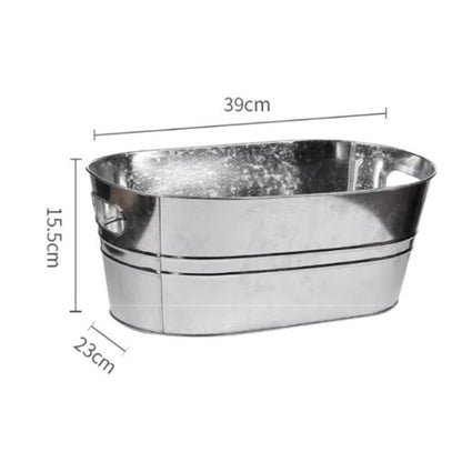 3 Gallon Galvanized Tub Beverage Tubs, Metal Ice Buckets for Cocktail Bar Wine Beer Drink Buckets with Handles Large Tub Ice Bucket for Parties (Silvery)