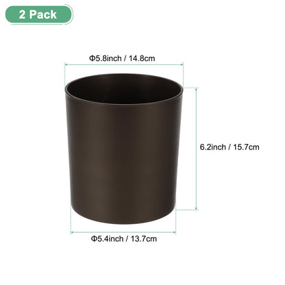 M METERXITY 2-Pack Plastic Plant Pots, 6 Inch Plastic Planters Round Flower Planter Containers Flower Pots for Indoor/Outdoor/Garden, Plant Holder [Coffee]
