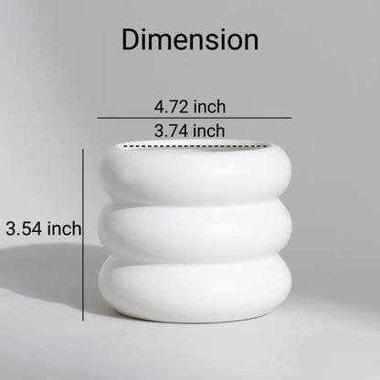 SANDYBAYTAS Ceramic Plant Pot Indoor, 4.5 Inch Flower Pot with Drainage Hole, Small Bubble Design Ceramic Planter for Home & Office Decor (White)