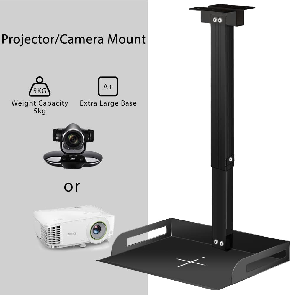 Drsn Universal Ceiling Mount with Tray for Projector/Camera, 11.4-22 Adjustable, 11 Lbs Load Bearing, No Hole Installation, in Tube Cable Routing, Universal Ceiling Mount for Wall/Ceiling, Carbon