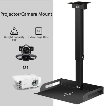 Drsn Universal Ceiling Mount with Tray for Projector/Camera, 11.4-22 Adjustable, 11 Lbs Load Bearing, No Hole Installation, in Tube Cable Routing, Universal Ceiling Mount for Wall/Ceiling, Carbon