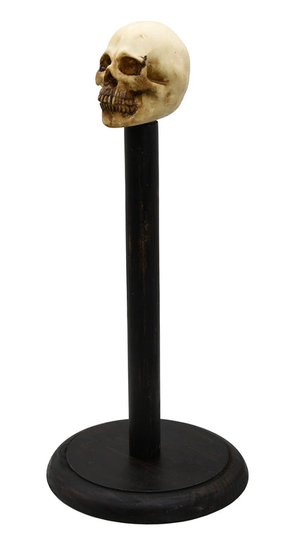 Rustic Wood Skull Paper Towel Holder Stand Up Paper Towel Holder, Easy One-Handed Tear Kitchen Paper Towel Dispenser with Weighted Base for Standard Paper Towel Rolls,Rustic Black