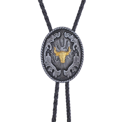 Btilasif Bolo Tie for Men Women,Longhorn Bull Bolo Tie Western Cowboy Vintage Leather Necktie Necklace