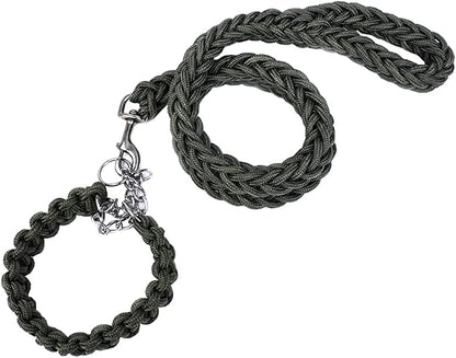 Love Dream Dog Collar and Leash Set, Heavy Duty Nylon Braided Rope Strong 4 FT Dog Leash and Martingale Training Collar for Small Medium Large Dogs Training and Walking (Green)