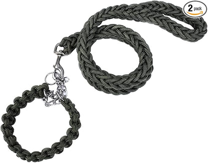 Love Dream Dog Collar and Leash Set, Heavy Duty Nylon Braided Rope Strong 4 FT Dog Leash and Martingale Training Collar for Small Medium Large Dogs Training and Walking (Green)
