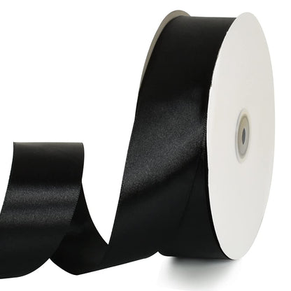 TONIFUL 1-1/2 Inch (40mm) x 100 Yards Black Wide Satin Ribbon Solid Fabric Ribbon for Gift Wrapping Chair Sash Valentine's Day Wedding Birthday Party Decoration Halloween Craft Sewing