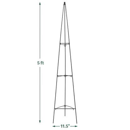 Arcadia Garden Products 5ft Folding Metal Obelisk Trellis for Climbing Plants, Assembly-Free Plastic-Coated Grow Support for Indoor Outdoor Flowers, Vegetables, Vines, Ivy