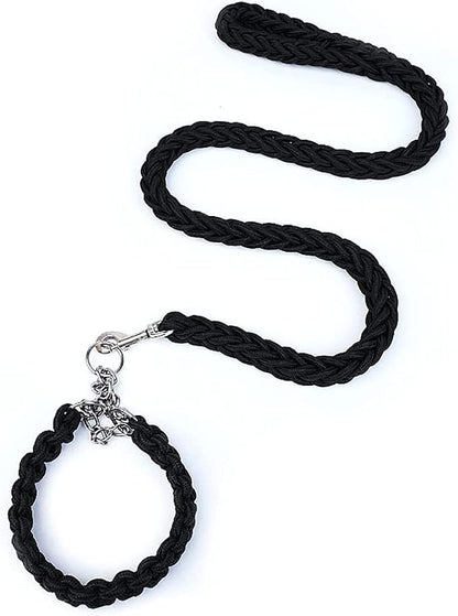 Love Dream Dog Collar and Leash Set, Heavy Duty Nylon Braided Rope Strong 4 FT Dog Leash and Martingale Training Collar for Small Medium Large Dogs Training and Walking (Black)