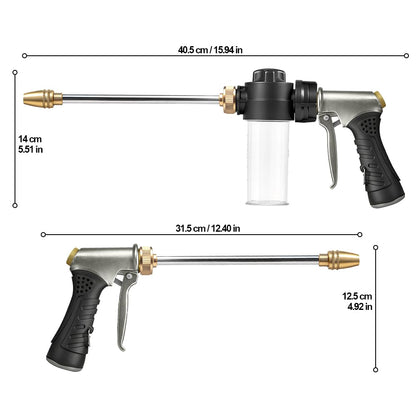 Garden Hose Nozzle with Soap Dispenser, High Pressure Water Nozzle with Adjustable Spray Patterns for Watering Plants, Car Washing, and Pet Showering (Foam Gun B)