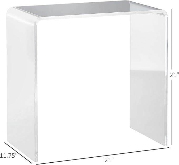 HOMCOM 21" Long Rectangle All Acrylic 12mm Thick Waterfall Coffee Table, Clear