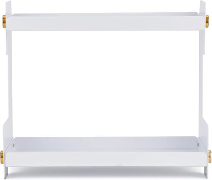 FFK 2 Tier Bathroom Countertop Organizer, SUS 304 Stainless Steel Storage Shelf for Cosmetic Organizer, Ideal for Cabinet, Countertop, Pantry, and Desktop, Office, White