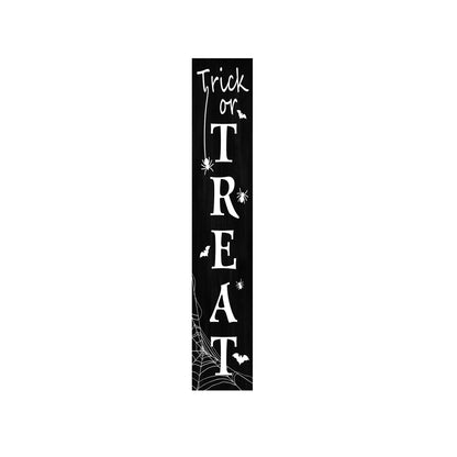 Halloween Porch Sign, Trick or Treat Wooden Welcome Sign with Bats, Spiders and Spider Web Design, Vertical Front Door Sign for Entryway, Farmhouse Halloween Porch Decor, 31.5 Inch
